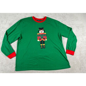 Sleepy Nites Womens Green Long Sleeve Nutcracker Shirt Size 2XL